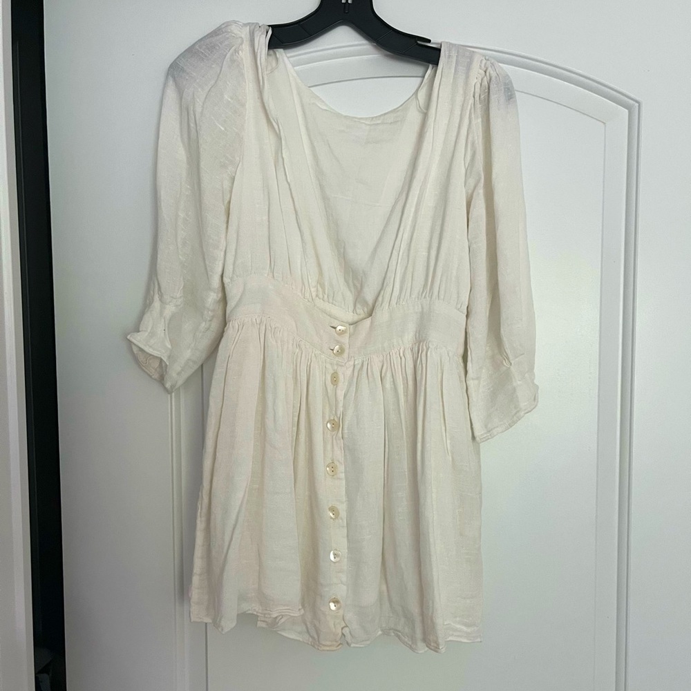 Free People White Mini Backless Dress